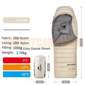 کیسه خواب ترکیبی 1740 گرم CW1000 نیچرهایک (1000 گرم پر)