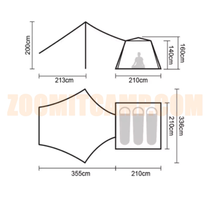 چادر اتوماتیک 3 نفر خواب با سایبان نیچرهایک مدل CNK2300ZP014 13 چادر اتوماتیک 3 نفر خواب با سایبان نیچرهایک مدل CNK2300ZP014
