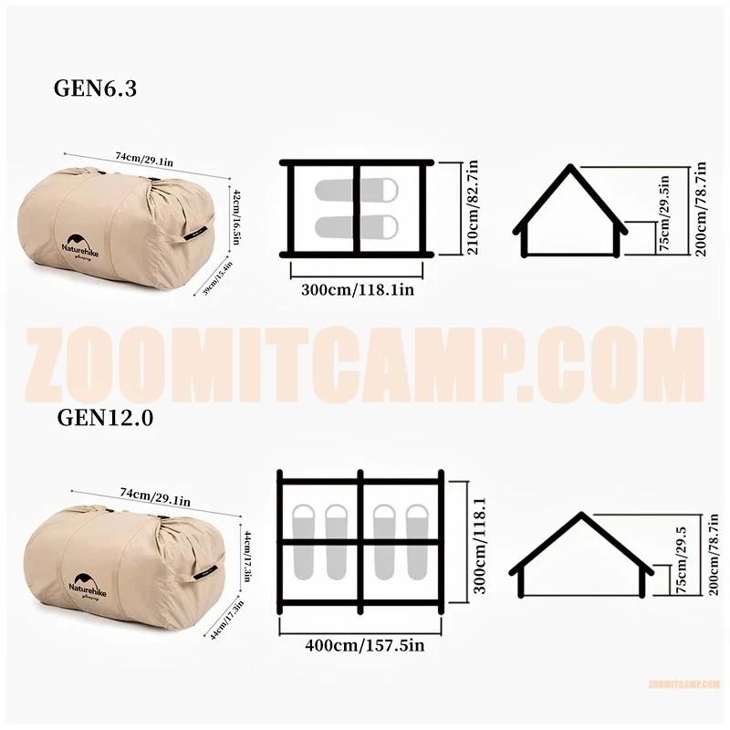 چادر بادی 4 نفره نیچرهایک مدل AIR 6.3 پارچه کتان NH20ZP009 7 چادر بادی 4 نفره نیچرهایک مدل AIR 6.3 پارچه کتان NH20ZP009