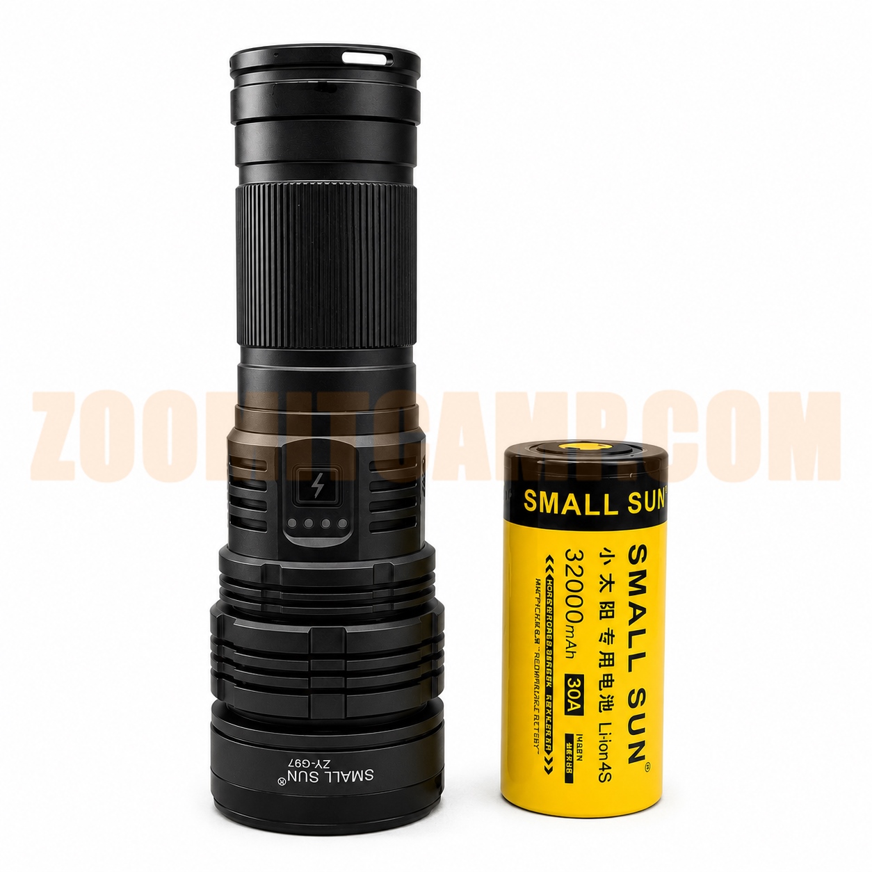 چراغ قوه با قدرت روشنایی 6000 لومن اسمال سان مدل ZY-G97 6 چراغ قوه با ظرفیت باتری 32000 میلی امپر اسمال سان مدل ZY-G97